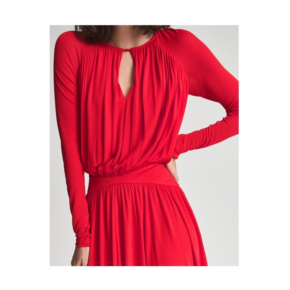 New! REISS London Savannah Jersey Open Back Drape Midi Dress - Picture 5 of 11